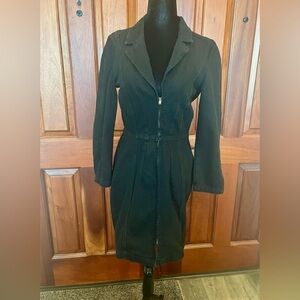 ASOS Women US 8 Denim Dress Full Zip Black Long Sleeve 100% Cotton Collared